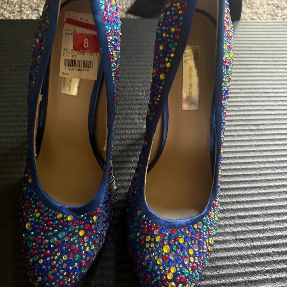 Blue Beaded Women's Heels